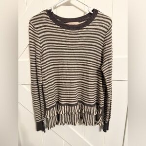 Medium Philosophy Striped Long Sleeve Top with Ruffle Hem Boho